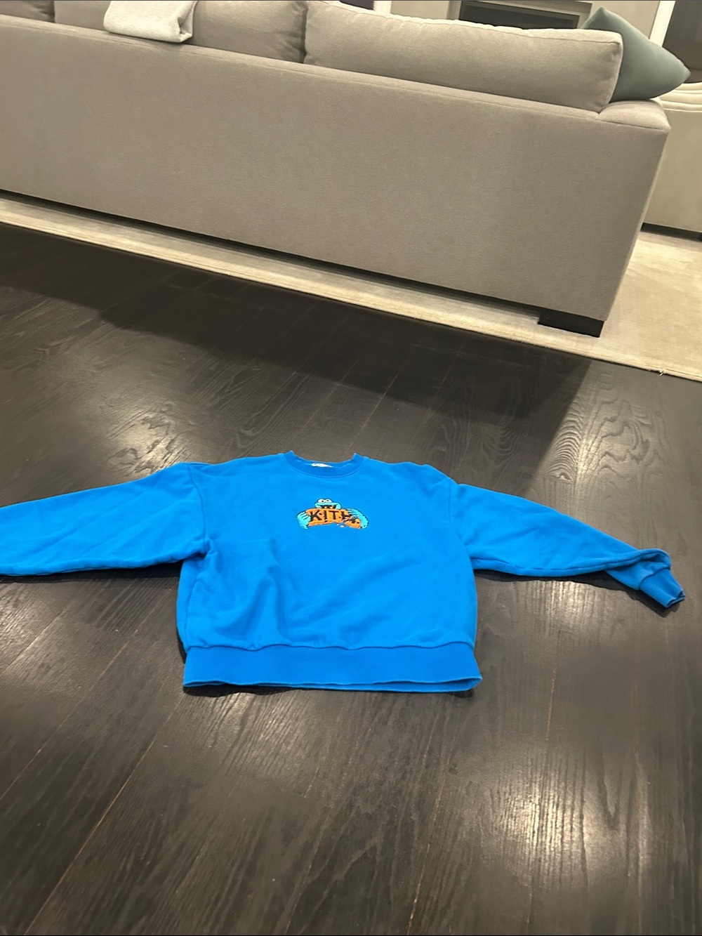 Kith Bright Blue Crewneck Sweatshirt with Logo Patch